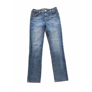 Baby Phat Womens Graffiti Back Pocket Straight Leg Jeans Medium Wash Size 9